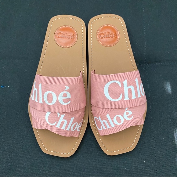 ❌ SOLD ❌ Chloé Woody Ribbon Logo Sandals Pink - Picture 2 of 12